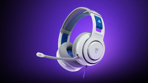 Turtle Beach Atlas 200 – PlayStation-headset – Hvid – headset på lilla baggrund
