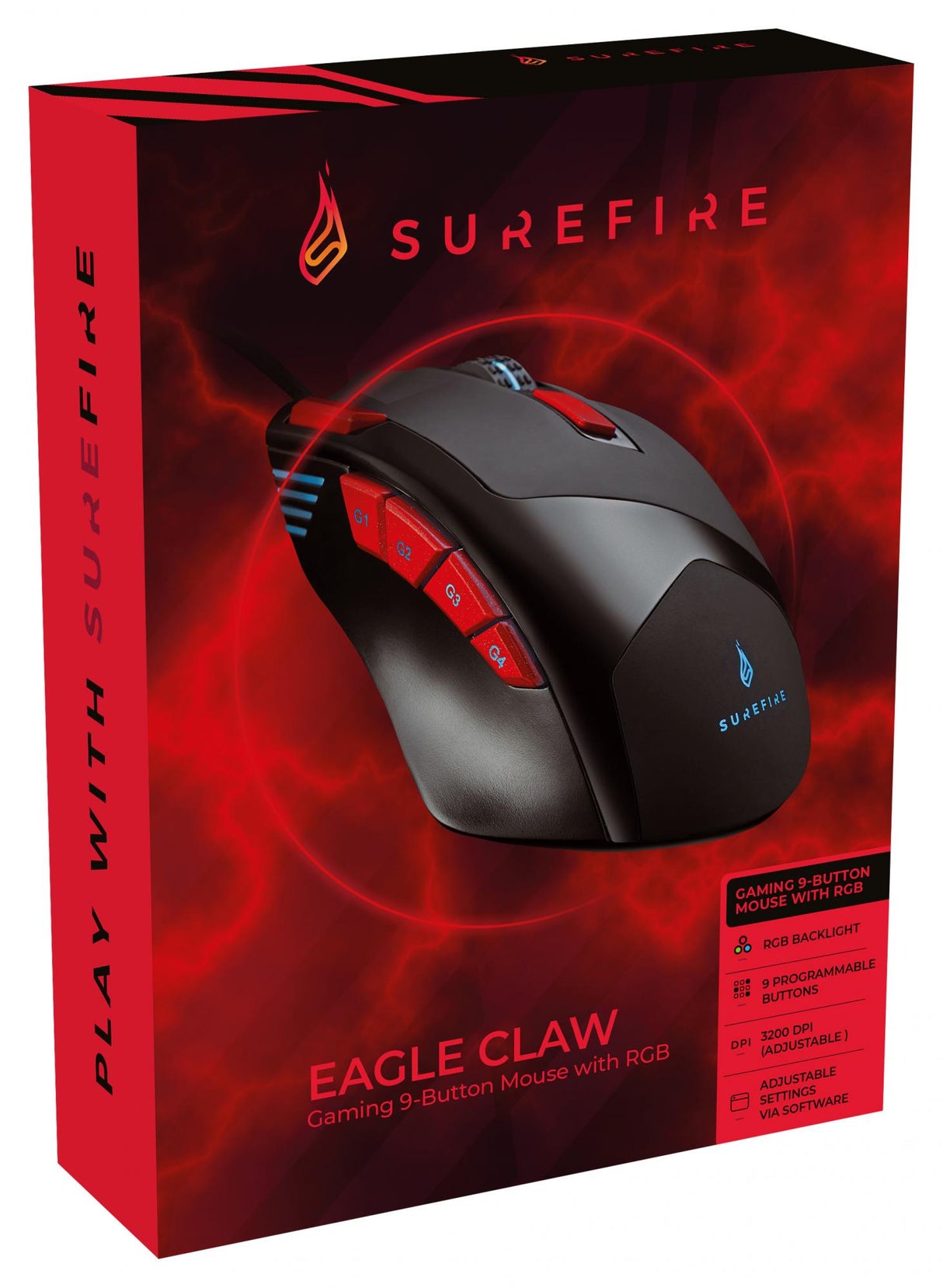 SUREFIRE - Eagle Claw Gaming-Maus mit 9 Tasten RGB