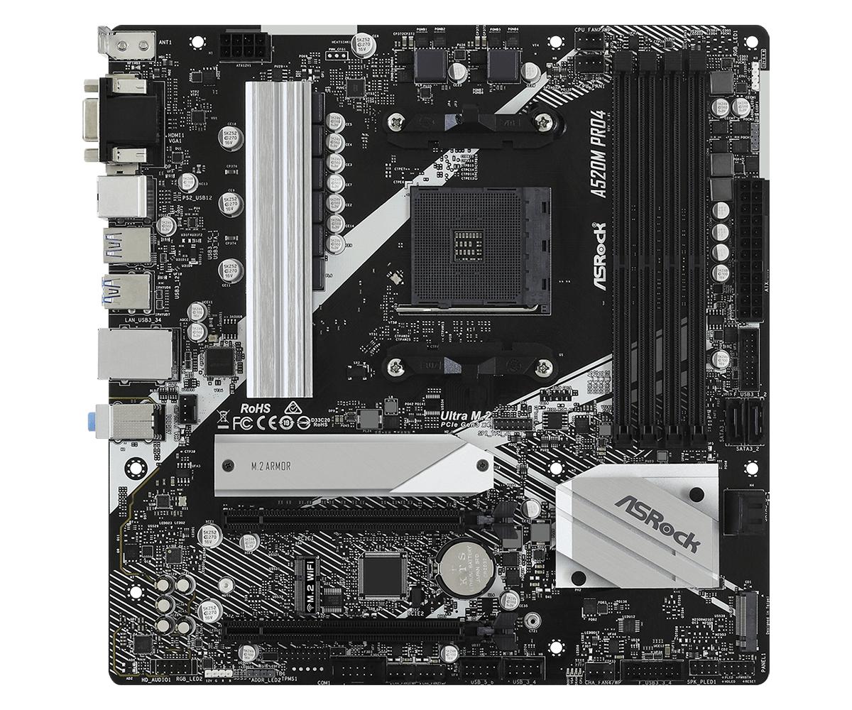 ASRock A520M Pro4 Micro-ATX AM4 AMD A520 ASRock