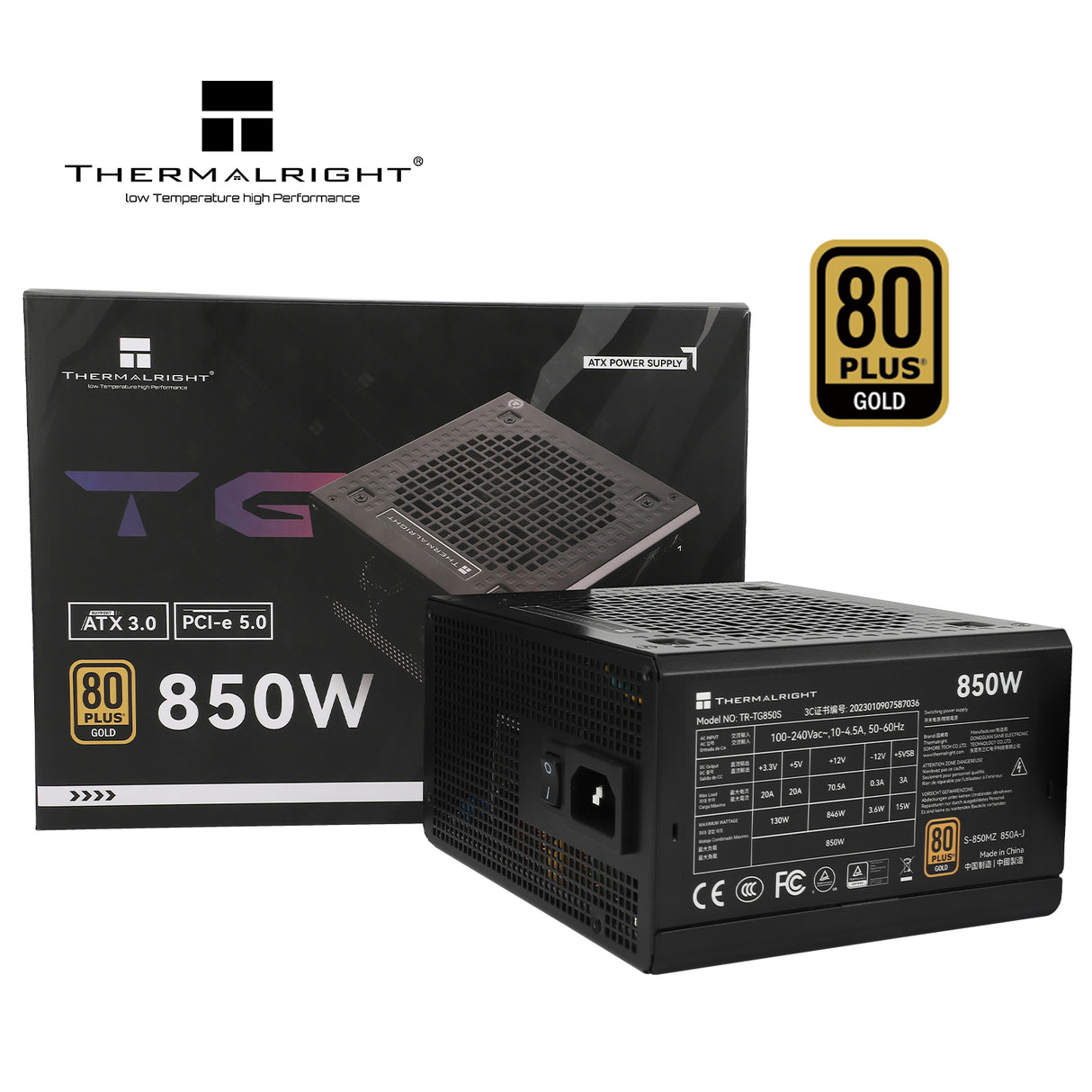 Thermalright TR-TG 850S Black - PSU, 80+ Gold, 850W, non-modular