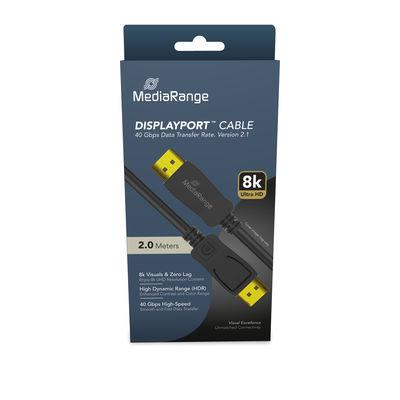 MediaRange DisplayPort Kabel, Ver. 2.1, 40 Gbps, 2.0m, sw MediaRange