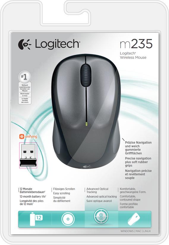 Logitech M235 Wireless Mouse - Black/Grey Logitech