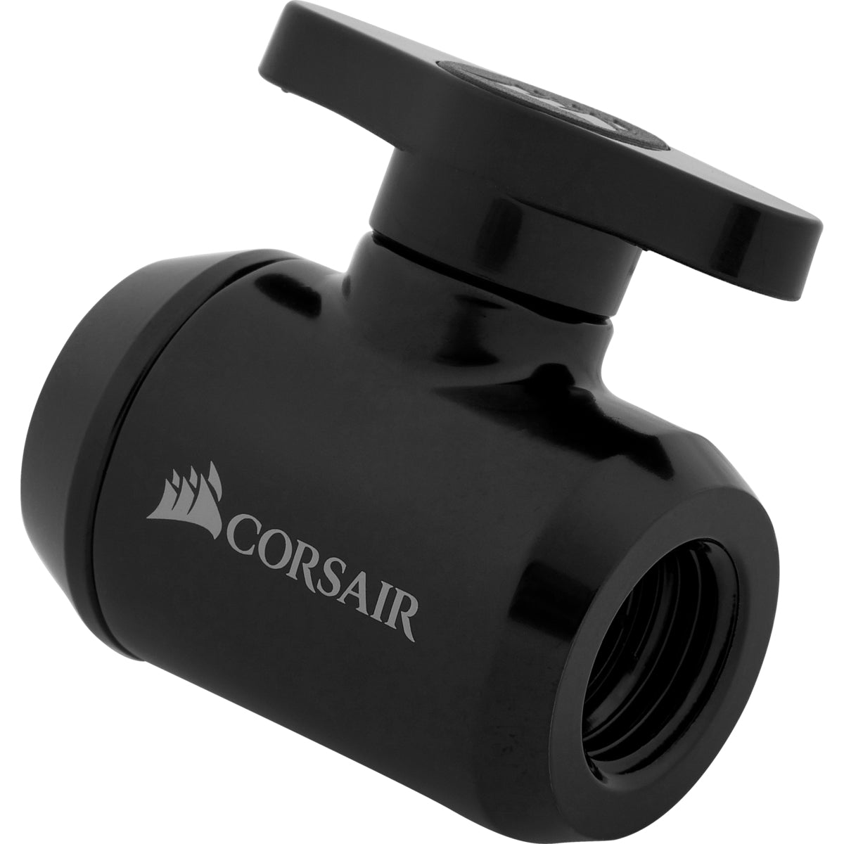 CORSAIR Hydro X Series XF Kugelventil, manuelles Kugelventil für Flüssigkeitskühlsysteme, 1er-Pack, Schwarz