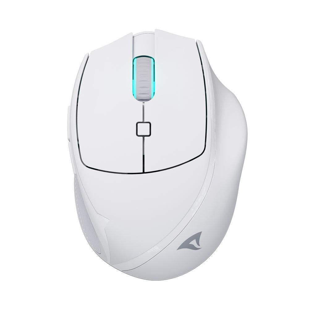 Hvid Sharkoon OfficePal M25W mus med oplyst rullehjul