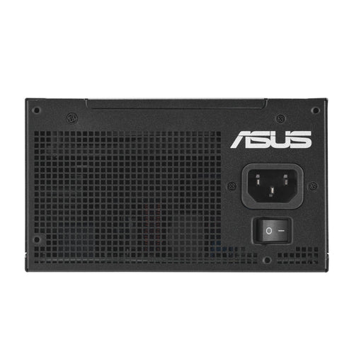 ASUS TUF Gaming 750W Gold EVO – bagside med strømstik og tænd/sluk-kontakt