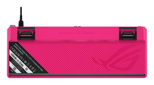 ASUS ROG Falchion Ace HFX ZywOo Edition – indvendig opbygning eller underside; tastaturlayout illustrativt