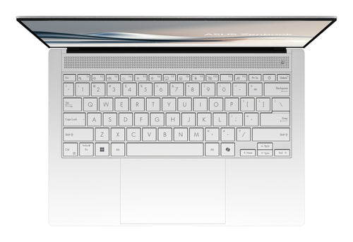 ASUS Zenbook S14 UX5406SA-PV524W – tastatur og arbejdsflade set ovenfra; layout på billedet er illustrativt