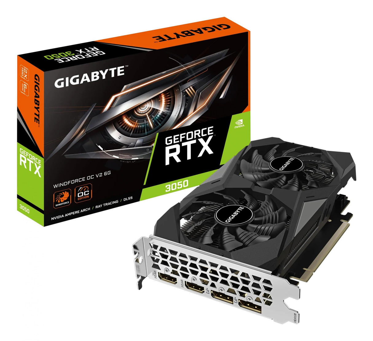 GIGABYTE GeForce RTX 3050 WindForce 2 V2 OC - 6GB GDDR6 RAM - Grafikkort Gigabyte Technology
