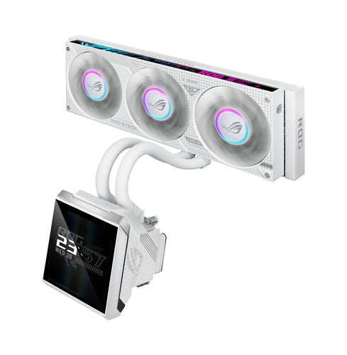 ASUS ROG STRIX SLC IV 360 ARGB LCD WHT – set skråt forfra (vinkel 2)