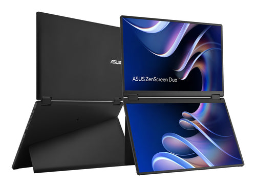 ASUS ZenScreen Duo MB14FCD – dobbeltskærmens for- og bagside