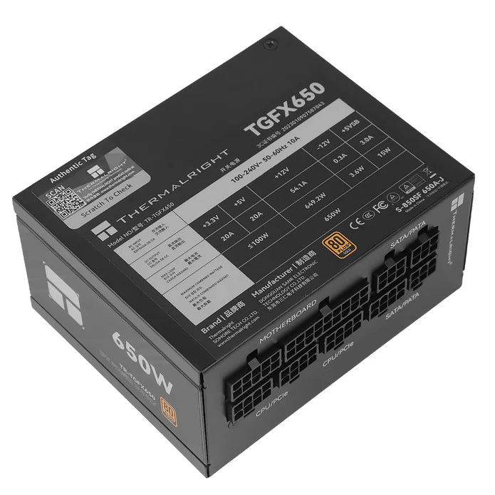 Thermalright TR-TGFX 650W, Sort, 80+ Gold modular PSU. SFX Thermalright