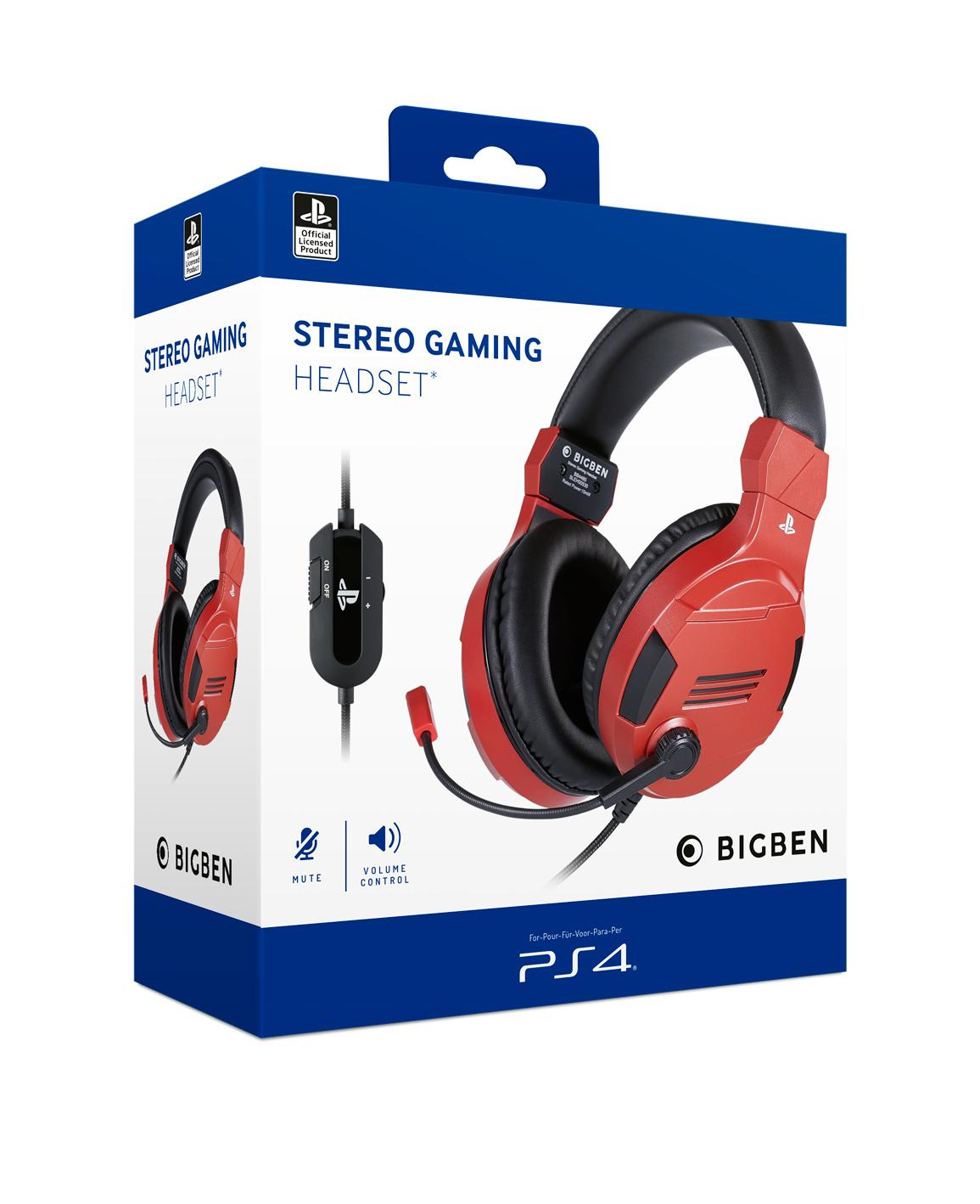 Playstation 4 HW Bigben Stereo Gaming Headset v3 (Red) Bigben