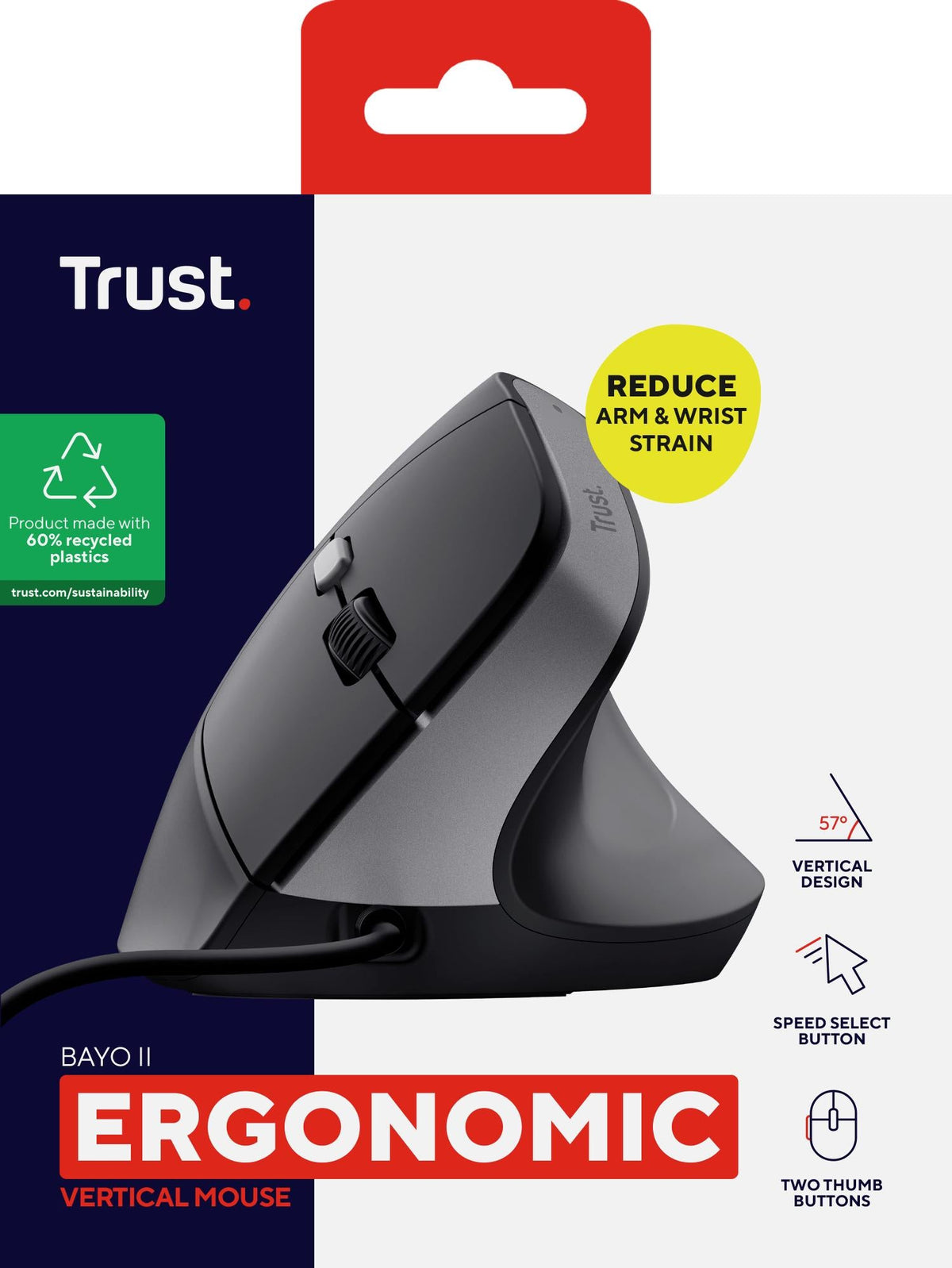 TRUST BAYO II ERGONOMIC MOUSE BLK TRUST