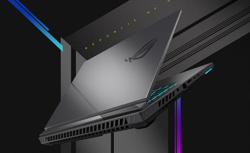 ASUS ROG Strix G16 G614PR-RV003W – nærbillede af produktets detaljer (vinkel 2); tastaturlayout illustrativt