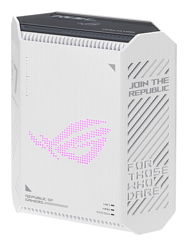 ASUS ROG Strix GS-BE7200 – routerens sidepanel og ROG-logo