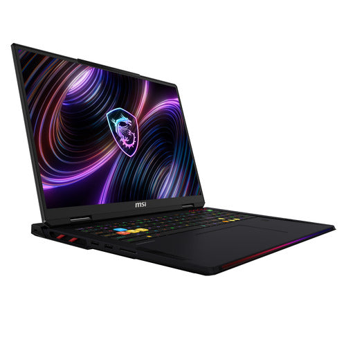 MSI Raider 18 Max HX A2WJ-1425FRY – åben computer fra modsatte vinkel