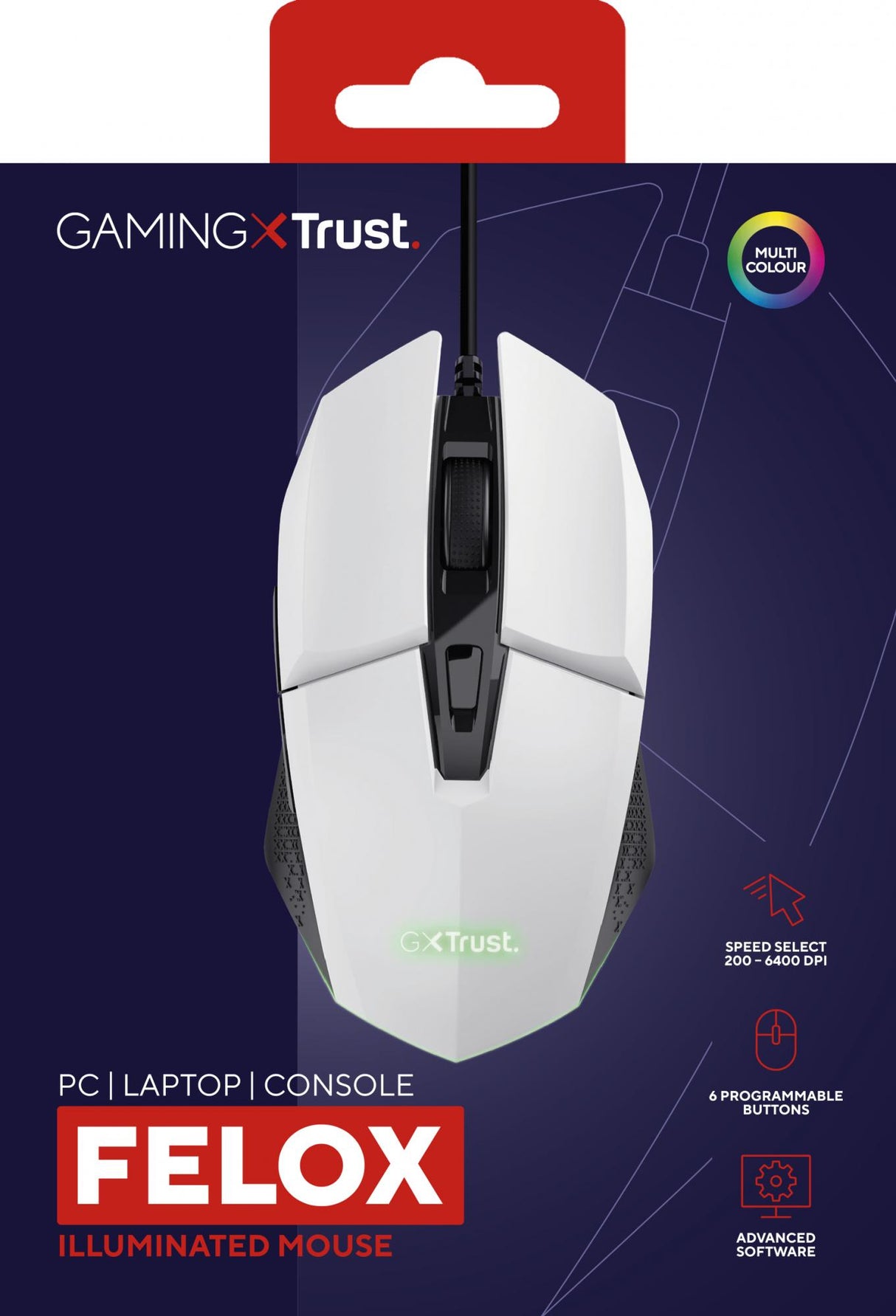 TRUST GXT109W FELOX GAMING MUS- HVID