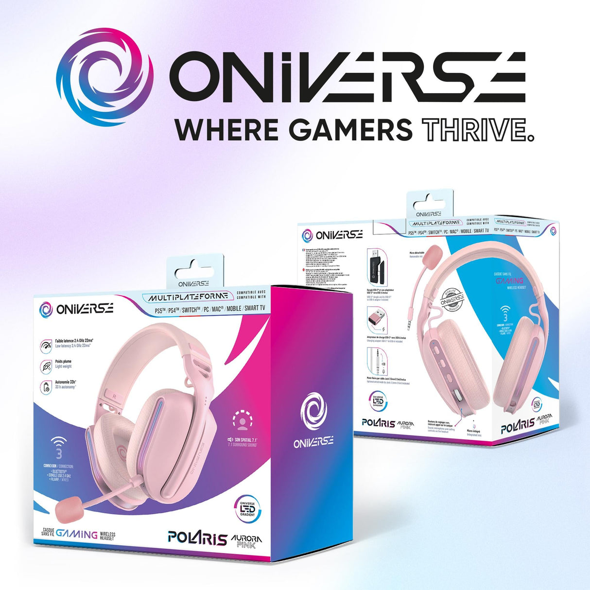 Oniverse Wireless Gaming Headset Polaris - Aurora Pink ONIVERSE