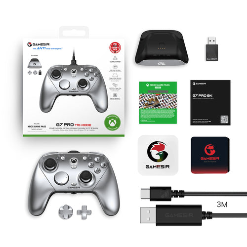 GameSir G7 Pro Multiplatform Gamepad - Metallic Silver (TMR Sticks, Hall-Effect Triggers) Xbox Licensed