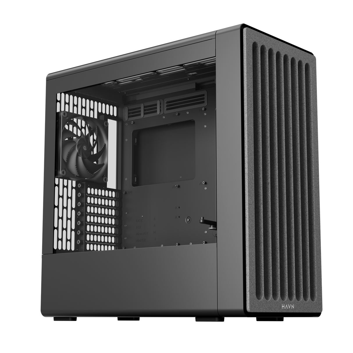 HAVN BF 360 Flow – sort Mid Tower kabinet med præinstallerede high-performance fans HAVN