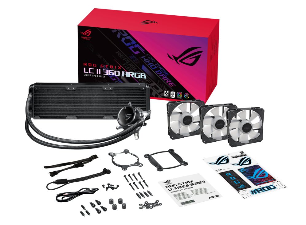 ASUS ROG STRIX LC II 360 ARGB Prozessor-Flüssigkeitskühlsystem, 1 Stück, Schwarz, 120 mm