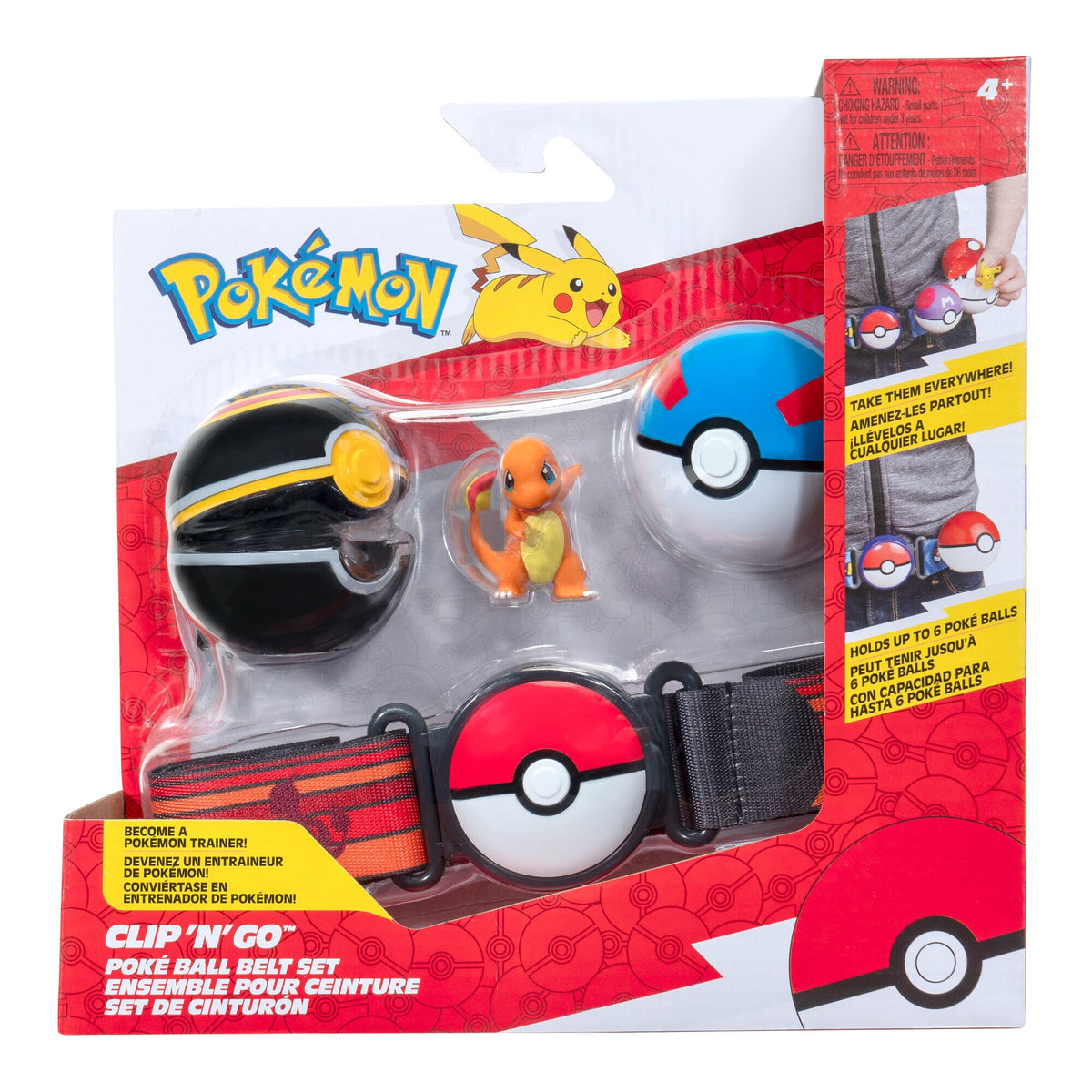 Pokémon Charmander Clip 'N' Go PKW3647 – bælte, Luxury Ball og Great Ball i emballage