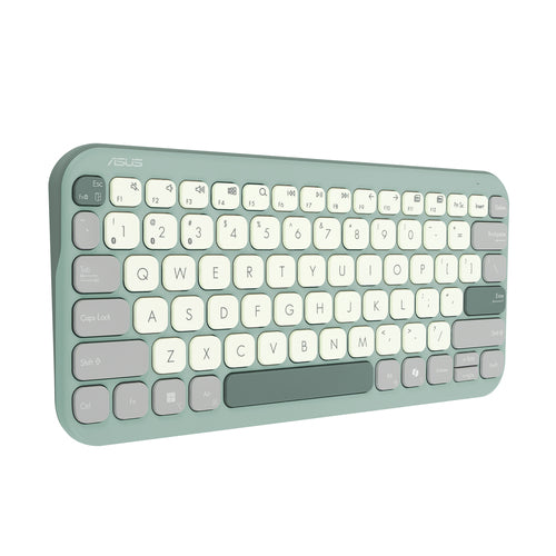 ASUS KW100 KEYBOARD/GN/GE/81 – set skråt forfra (vinkel 4); tastaturlayout illustrativt