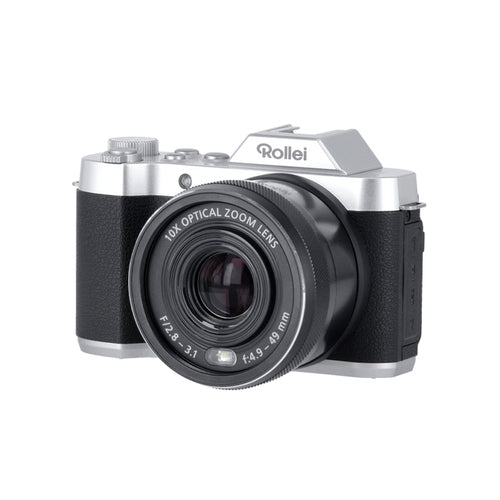 Rollei Powerflex 10x Retro – 10× optisk zoom – Kameraets front og udskudte zoomobjektiv