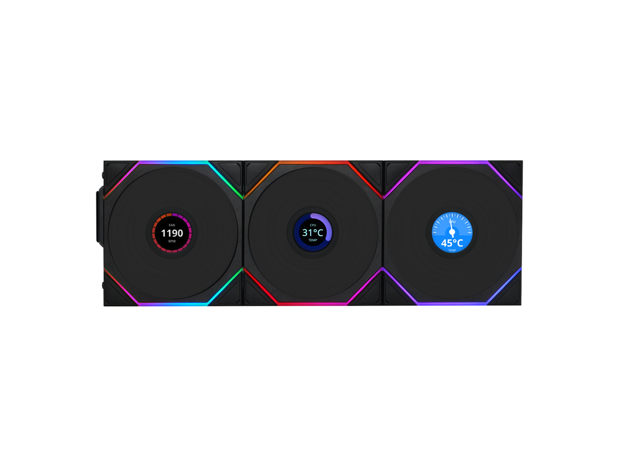 Lian Li UNI FAN TL Wireless LCD, 3 pak, Sort - 120 Lian Li