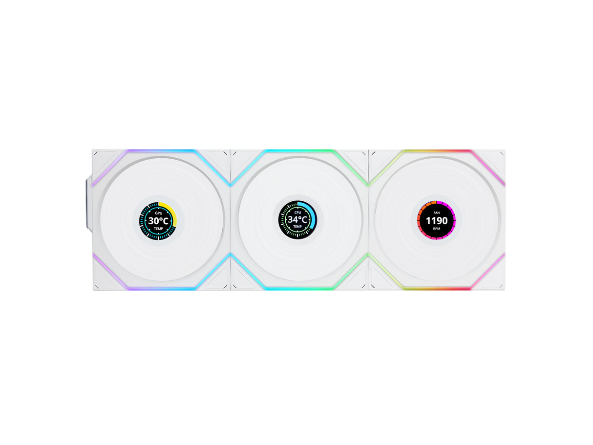 Lian Li UNI FAN TL Wireless LCD, 3 pak, Hvid - 120 Lian Li
