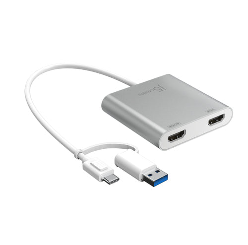 j5create JCA365 – USB-C til 2×HDMI-skærmadapter – adapter med USB-C- og USB-A-stik