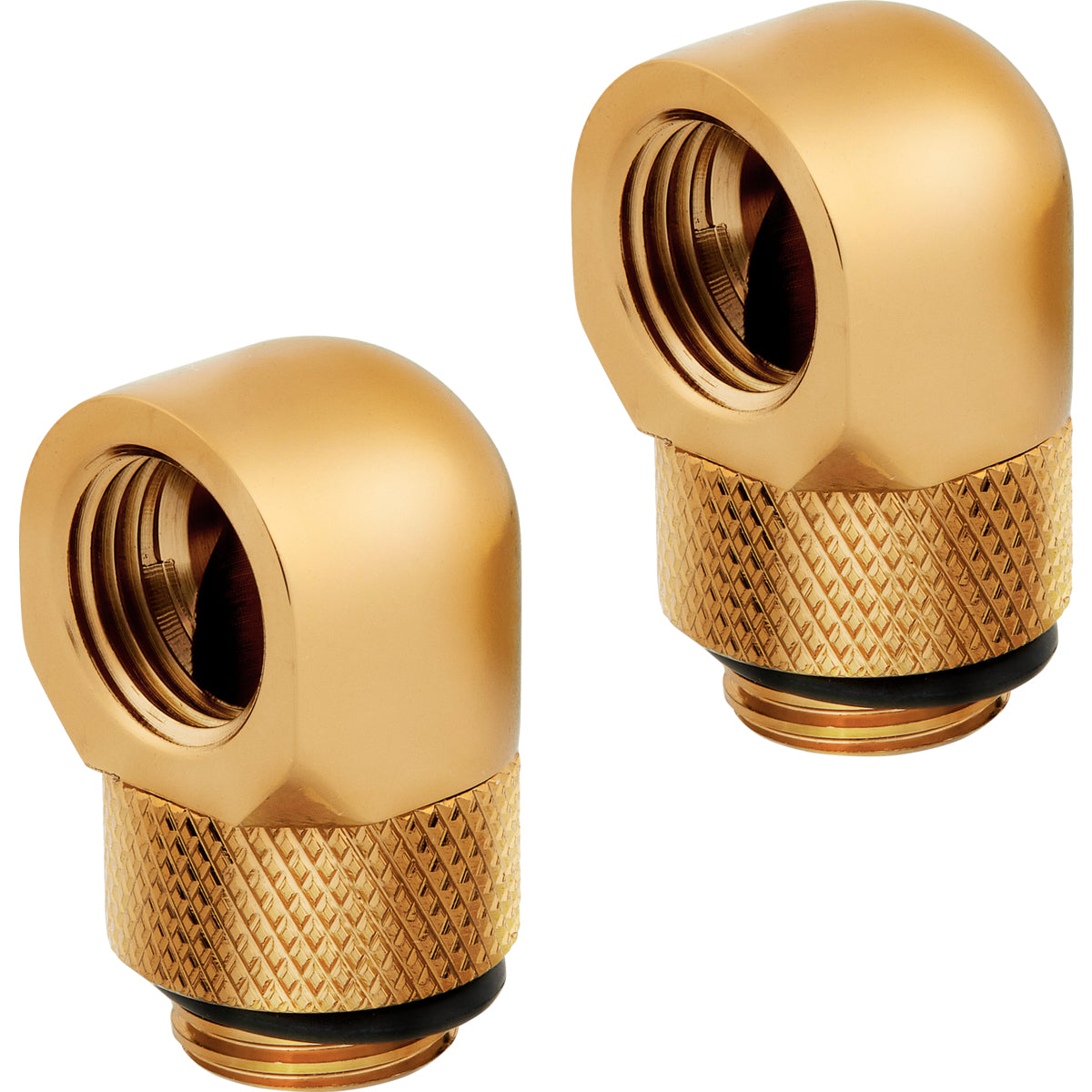 CORSAIR Hydro X Series 90°-Drehadapter für Kühlmittelsystemanpassung, 2er-Pack, Gold