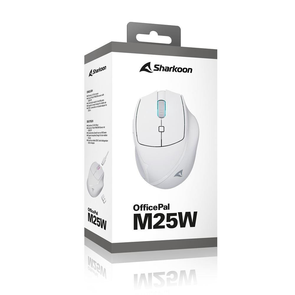 Sharkoon OfficePal M25W White 4000 DPI 69g 2.4GHz Wireless 50h Rechargeable Mouse Sharkoon