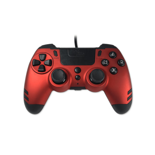 Steelplay MetalTech – rød controller med kabel til PS4 og PC – forside