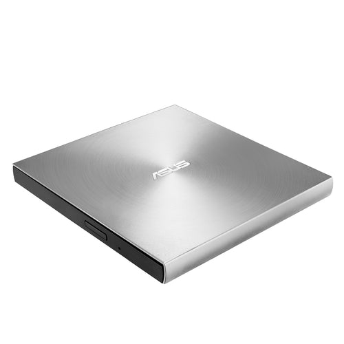 ASUS ZenDrive U8M i sølv set skråt forfra med lukket diskbakke