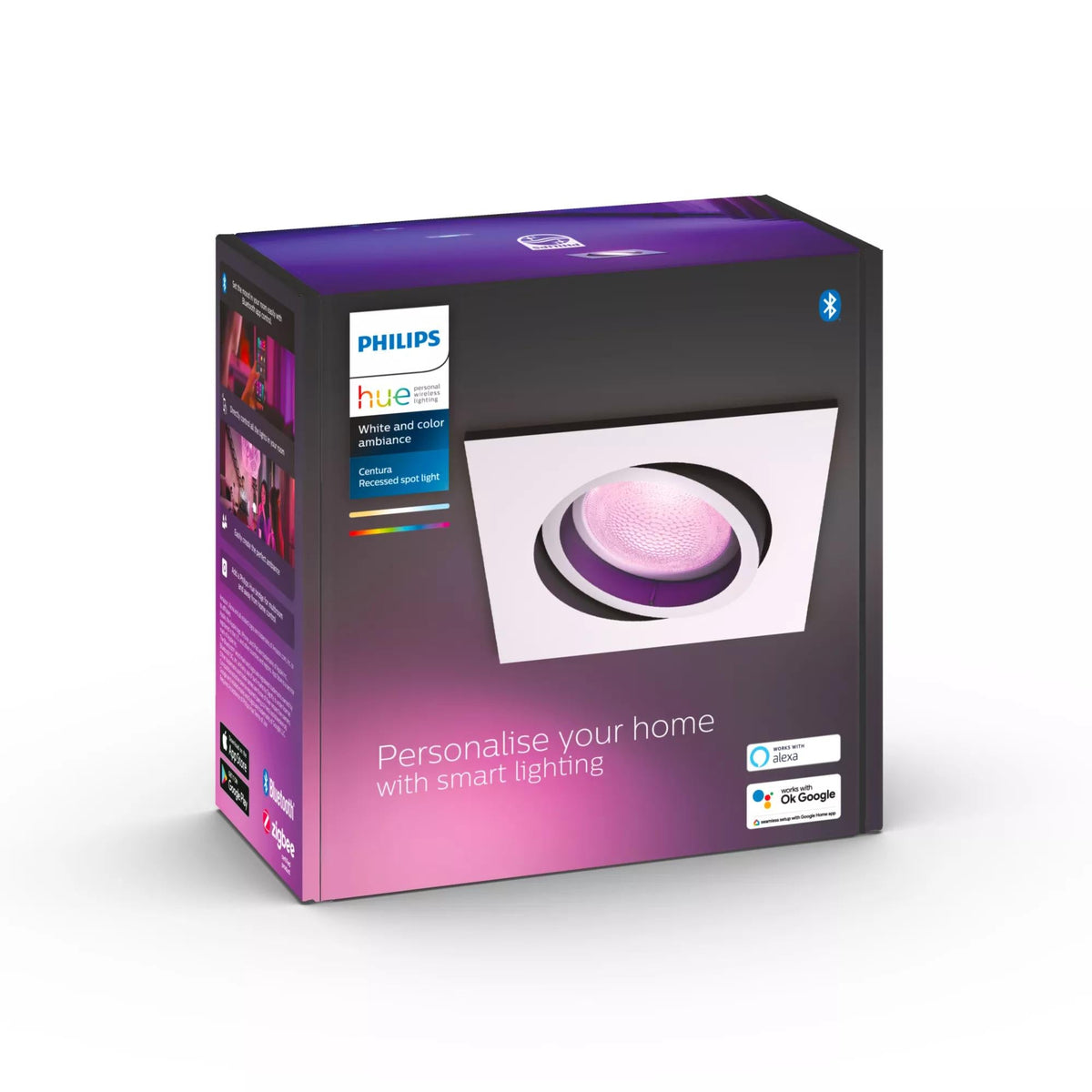 Philips Hue - Centura Hue Recessed Squared White & Color Ambiance - White Philips Hue