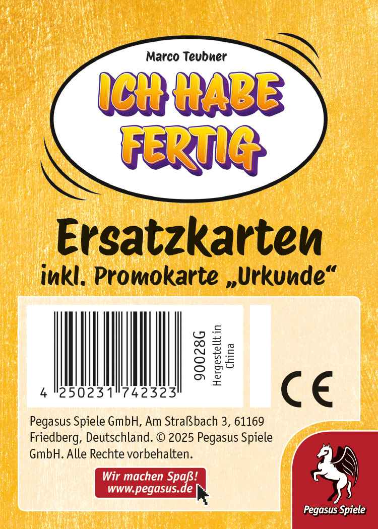 Ich habe fertig! - Ersatzkarten inkl. Promo "Urkunde" – Tysk spilæske