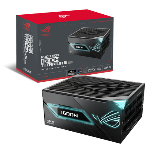 ASUS ROG Thor 1600T3 Gaming EVO – 1600 W Titanium PSU – strømforsyning og emballage
