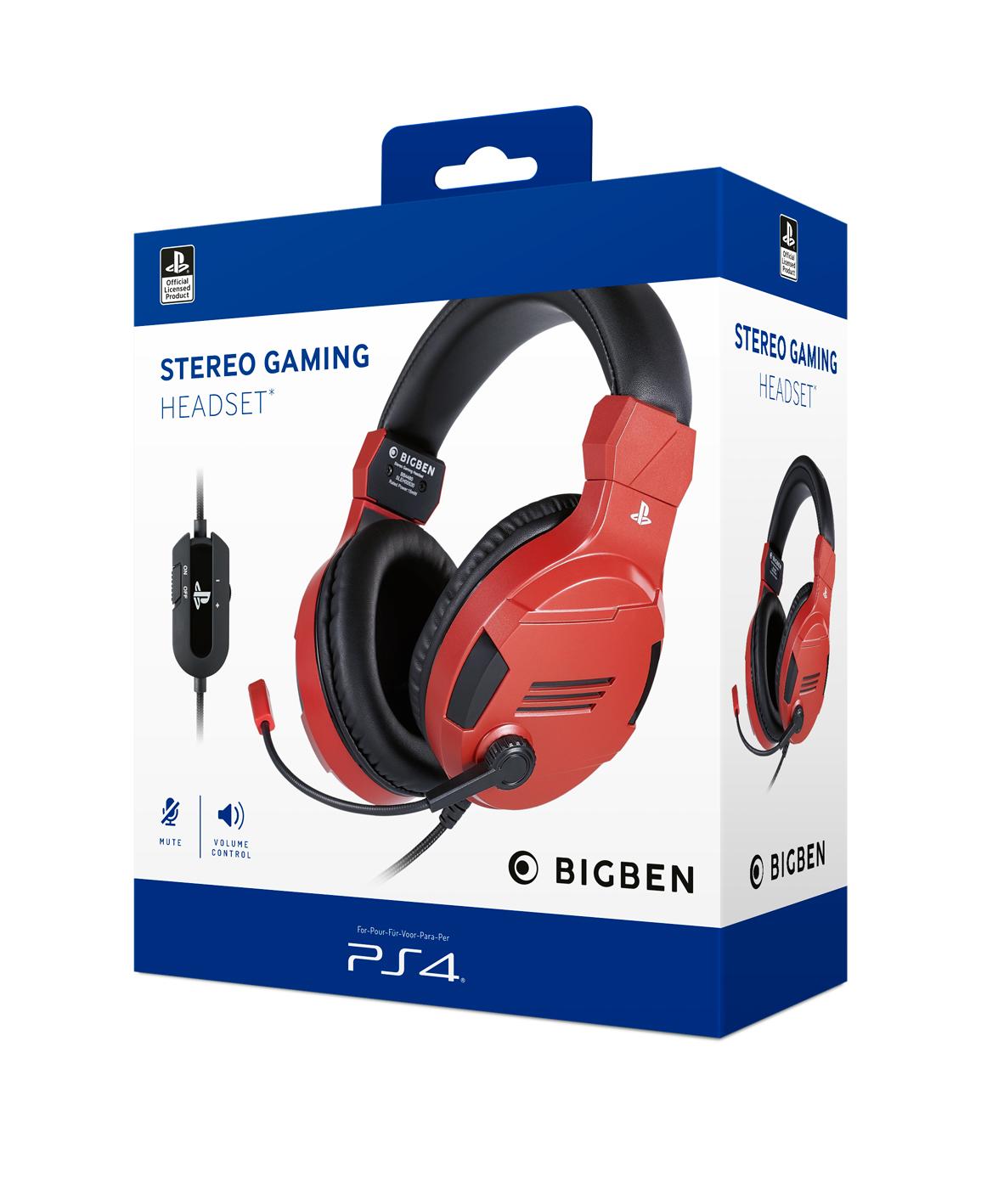 Playstation 4 HW Bigben Stereo Gaming Headset v3 (Red) Bigben