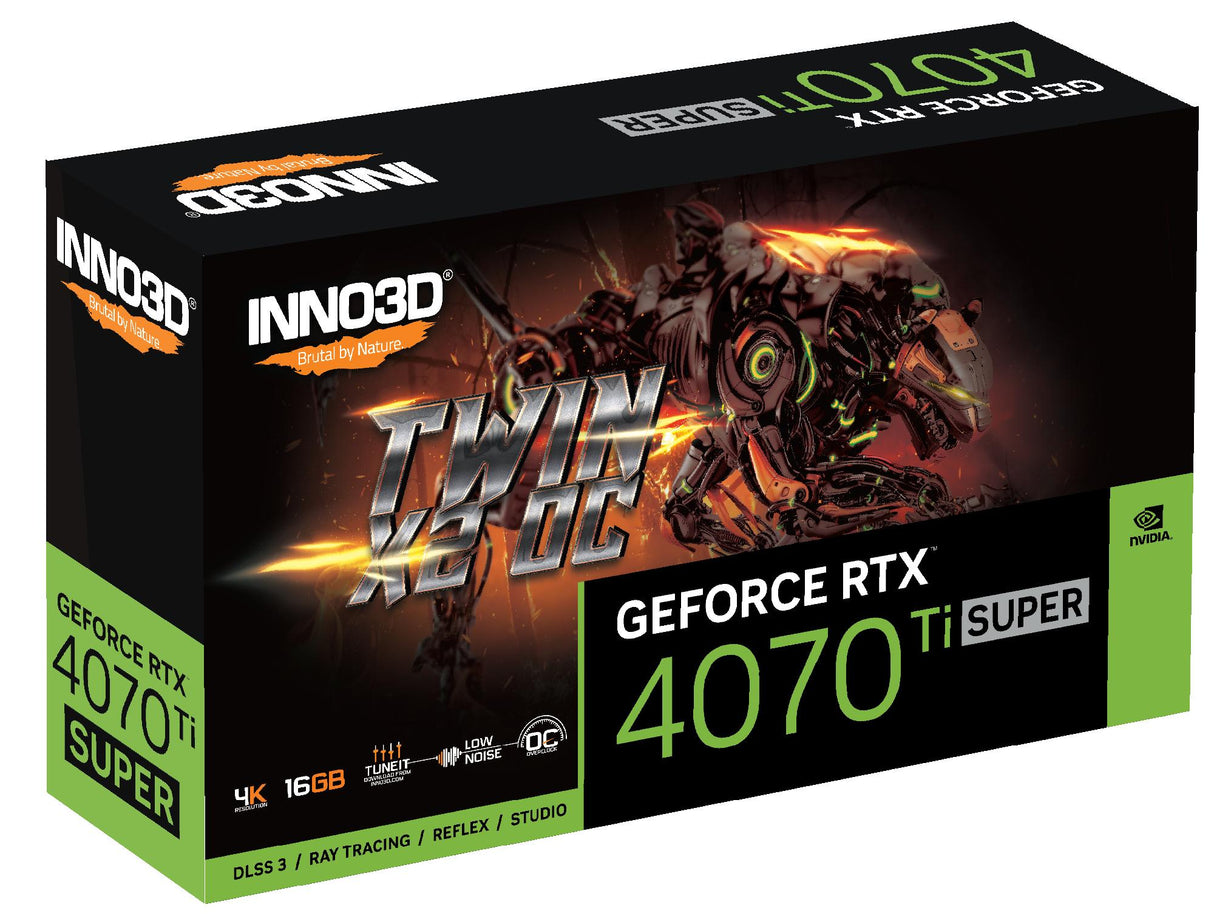 INNO3D GeForce RTX 4070 Ti SUPER TWIN X2 OC, Grafikkarte (DLSS 3, 3x DisplayPort, 1x HDMI 2.1a)