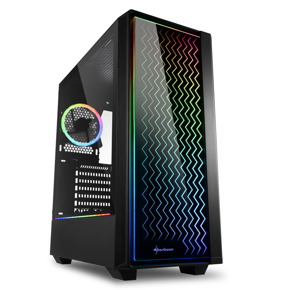 Sharkoon RGB LIT 200 tower case (black, front and side panel of tempered glass) Sharkoon