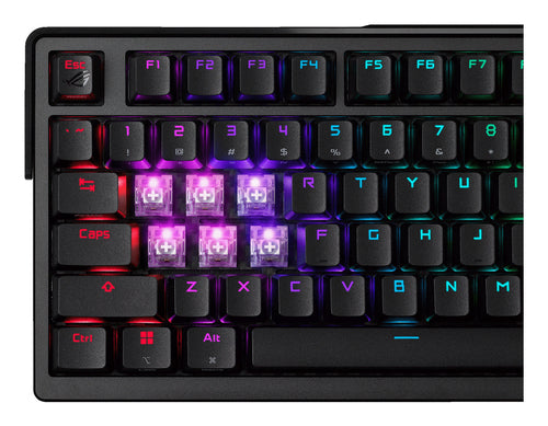 ASUS ROG Azoth Extreme – nærbillede af produktets detaljer; tastaturlayout illustrativt