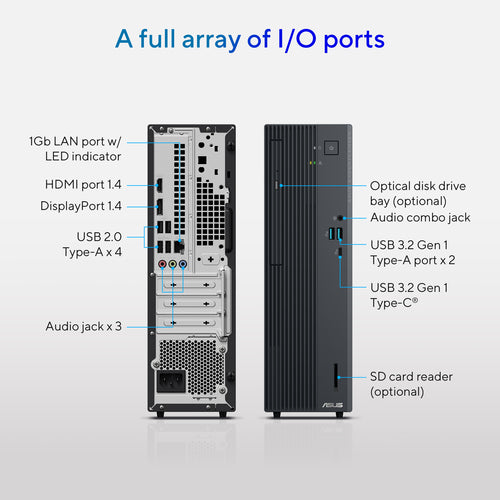 ASUS ExpertCenter P500 SFF P500SV-05210H009X – detalje af tilslutninger
