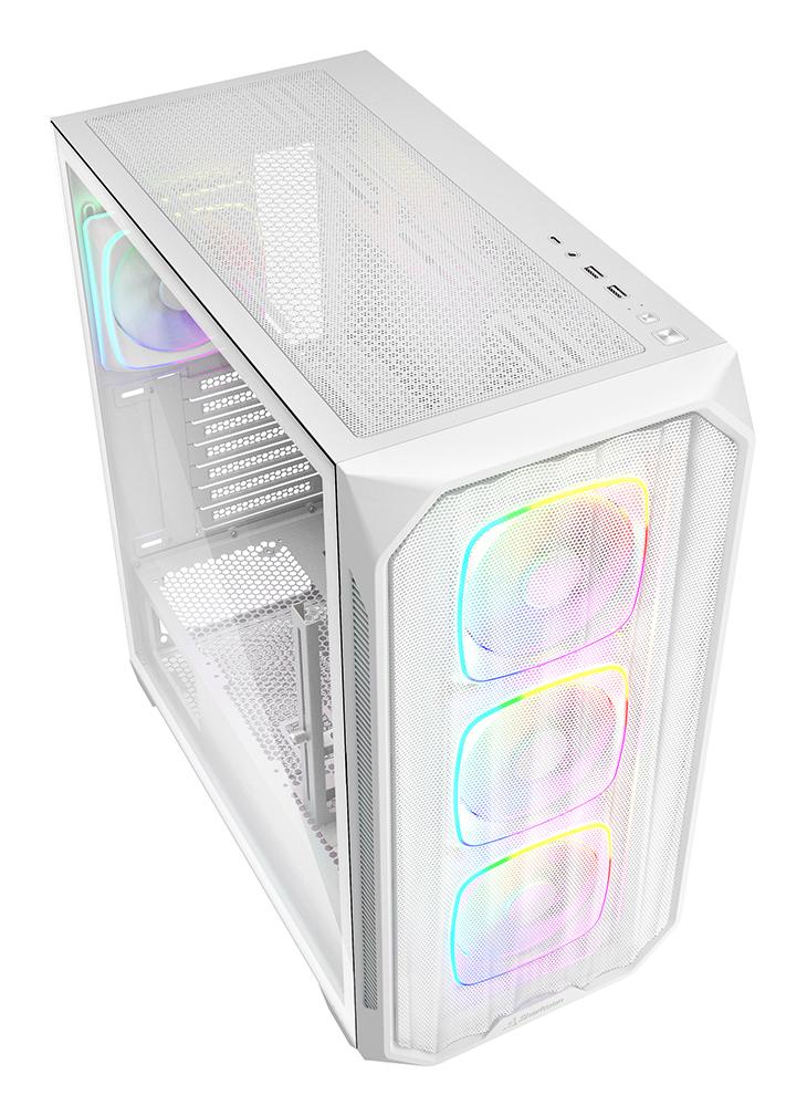 Sharkoon AK5M RGB White Mesh Front Tempered Glass 4x 120mm ARGB PWM Fans USB-C BTF ATX Gaming PC Case Sharkoon