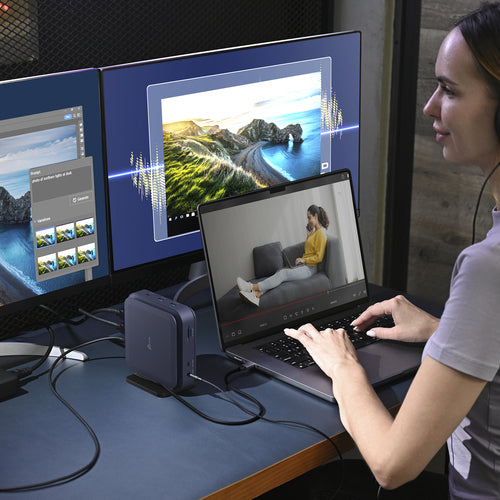 j5create JCD3196-N – dual HDMI-dock, mørkeblå – To skærme som brugseksempel