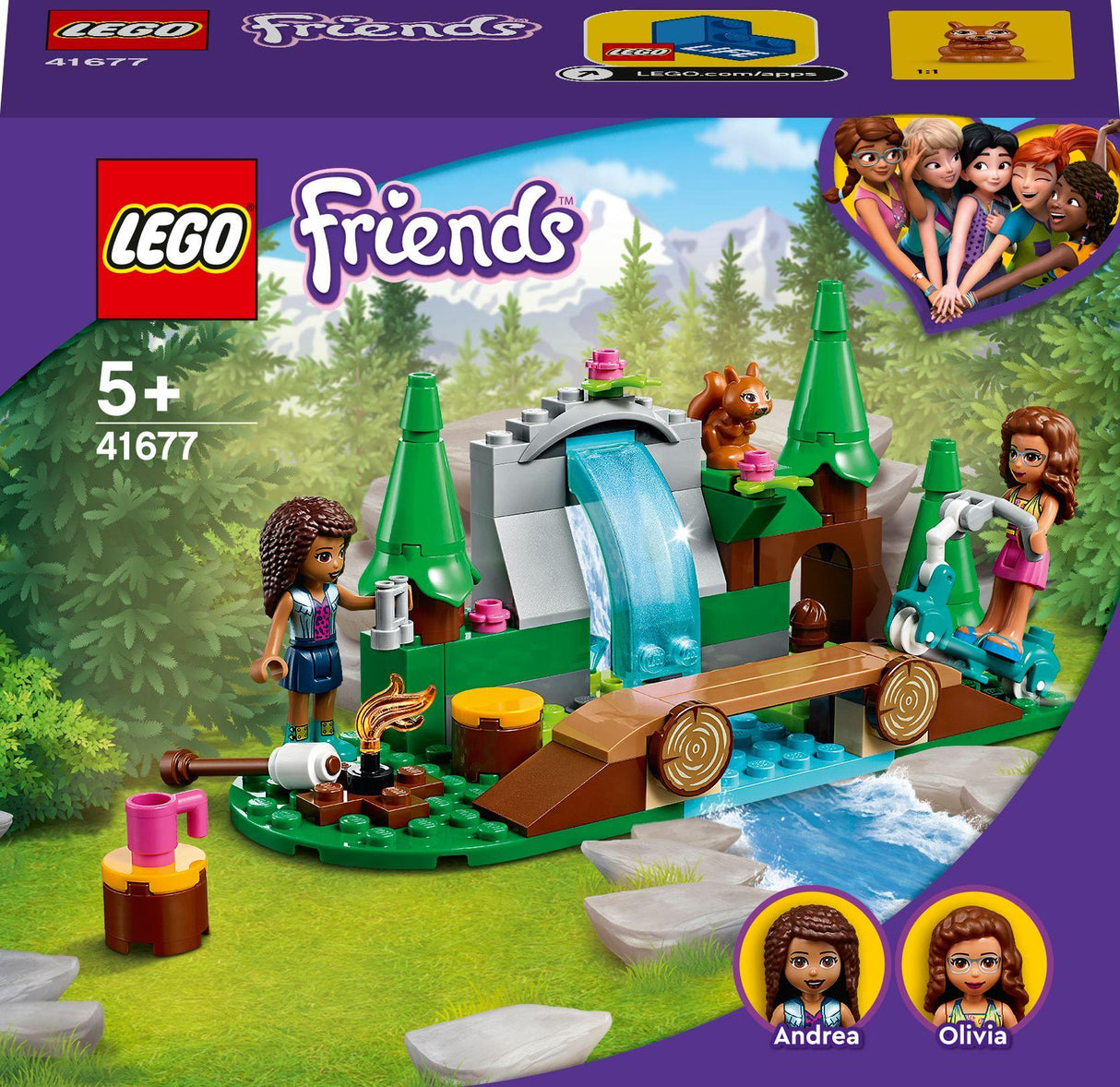 LEGO 41677 Friends Waterfall in the Forest Construction Toy (Camping Toy from 5 Years with Mini Dolls) LEGO