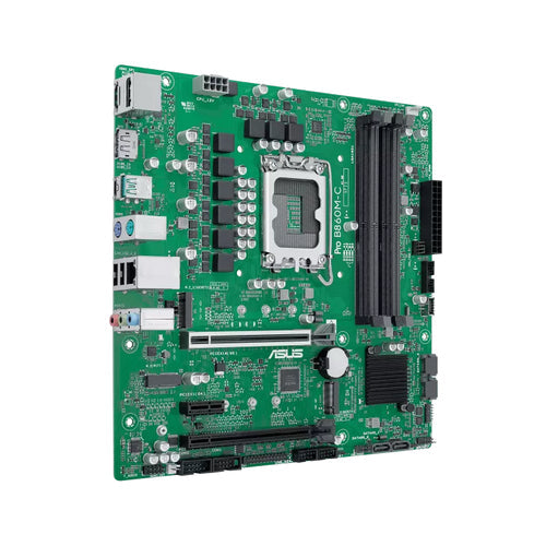ASUS PRO B860M-C-CSM – bundkort med fire DDR5-pladser set skråt
