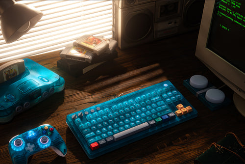 8BitDo Retro 87 Mechanical Keyboard Clear Blue – Tastatur og ekstraknapper på skrivebord