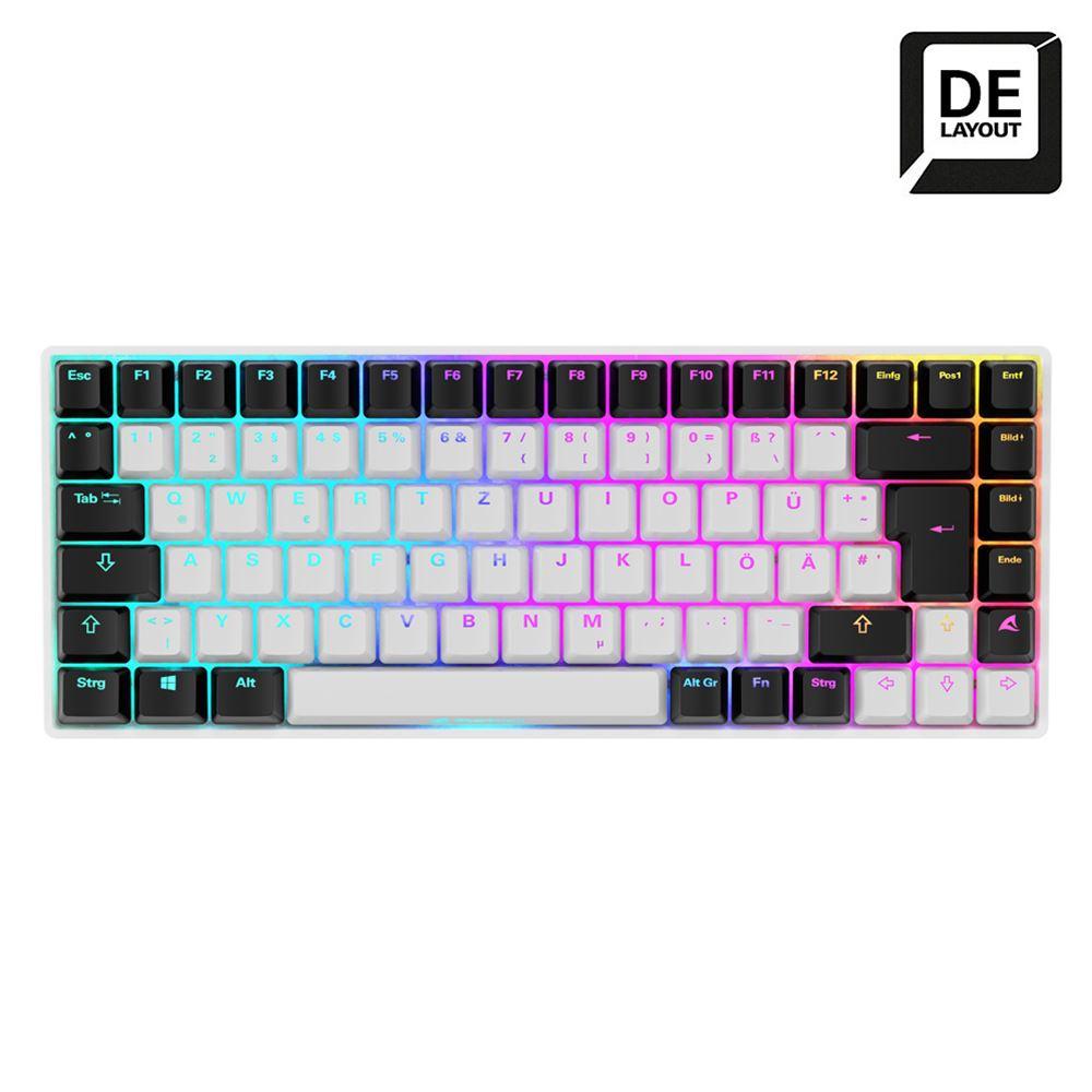 Hvidt Sharkoon SGK50 S3-tastatur med RGB og tysk layout