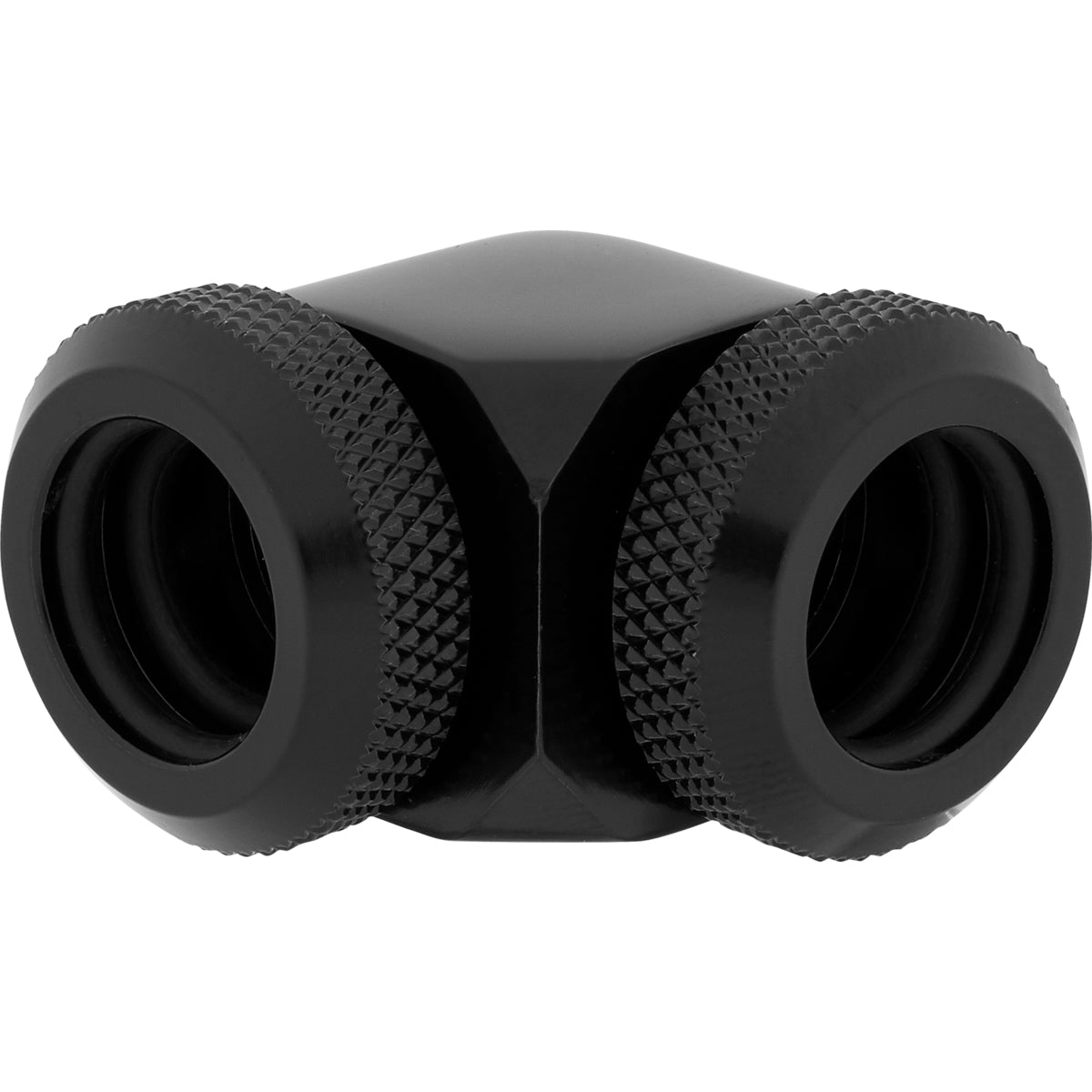 CORSAIR Hydro X Series XF Hardline 90° 12mm OD Vinklet fitting til flydende kølesystem 2-pack Sort